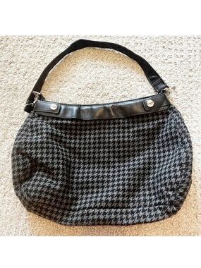 Thirty-One Black Gray Houndstooth Handbag Shoulder Fall Winter Medium Pockets